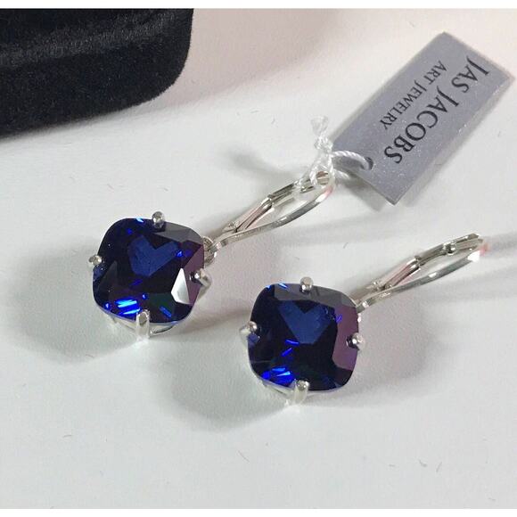 GORGEOUS 10ctw Cushion Cut Sapphire Earrings Lab Grown Sapphires - Picture 3 of 5